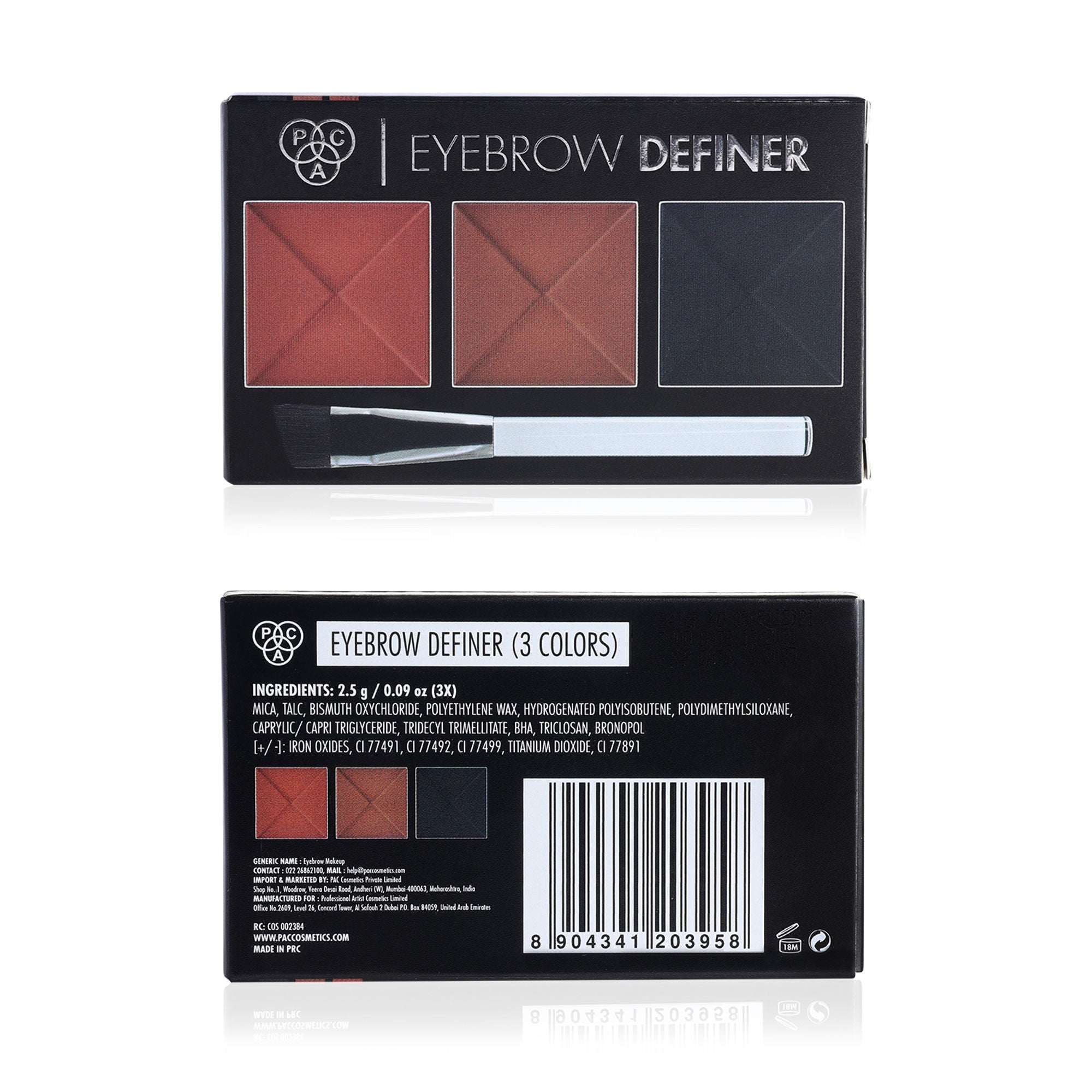 PAC Studio Eyebrow Definer Palette 3 colors - Fill, Sculpt & Define Natural Looking Brows - Distacart