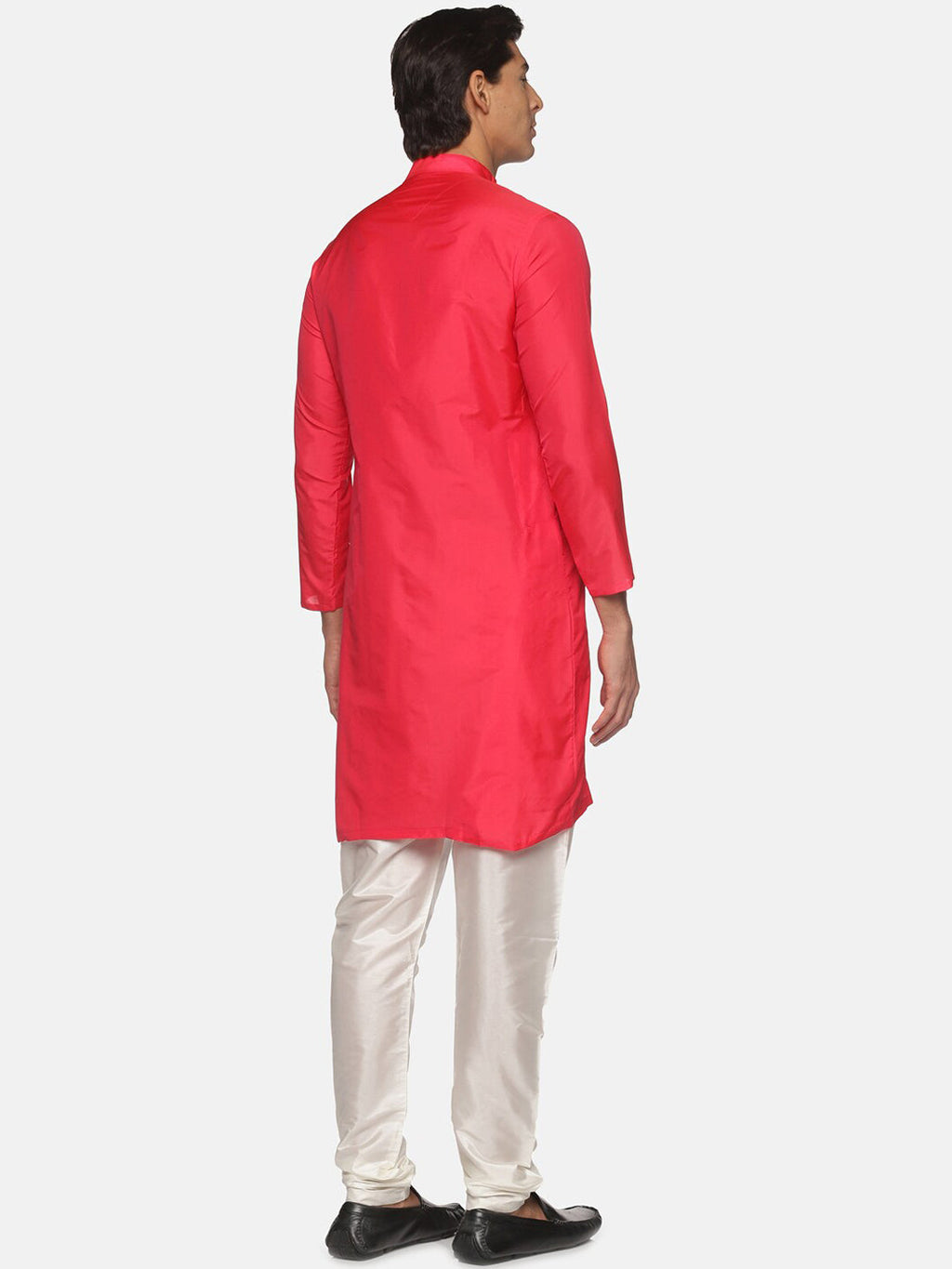 Sethukrishna Men Rose Pink Solid Angrakha Kurta with Pyjamas - Distacart