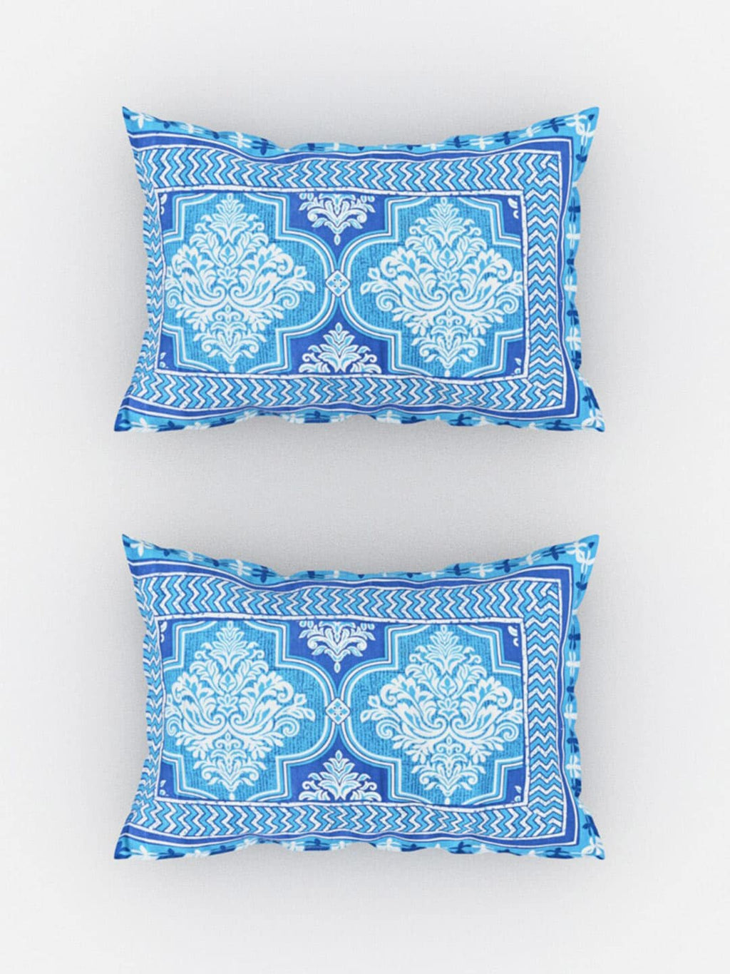 Urban Magic Blue Printed Cotton 104 TC King Bedsheet with 2 Pillow Covers