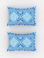 Urban Magic Blue Printed Cotton 104 TC King Bedsheet with 2 Pillow Covers