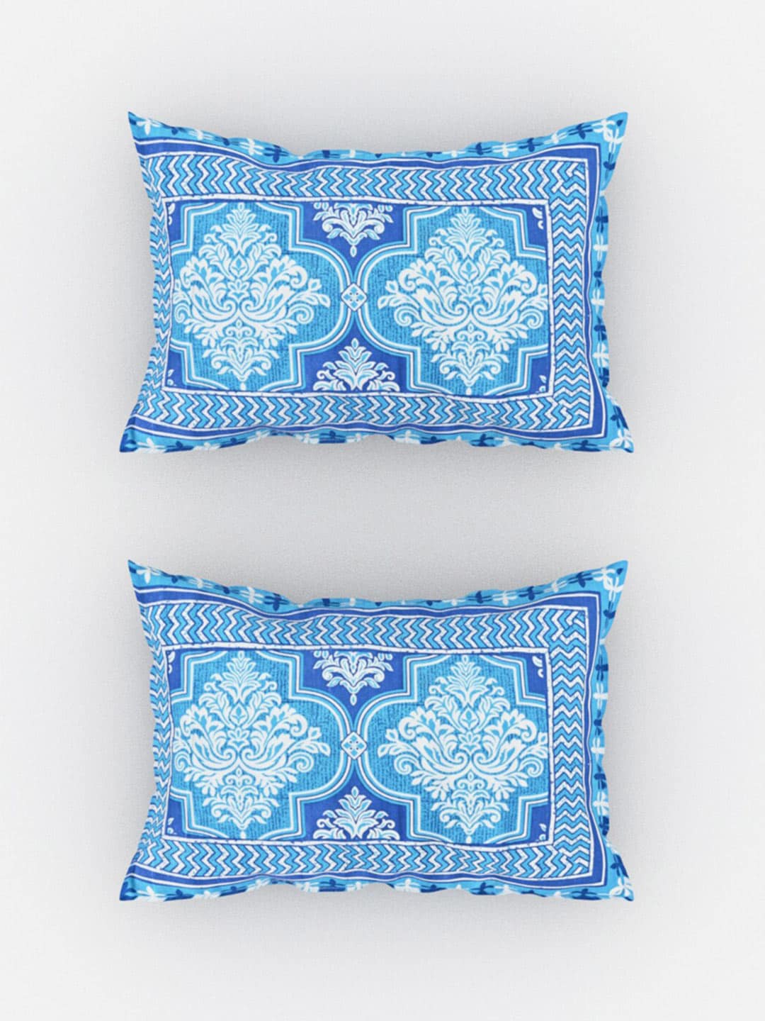 Urban Magic Blue Printed Cotton 104 TC King Bedsheet with 2 Pillow Covers