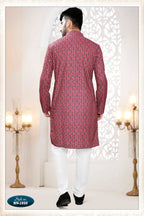 Joban Fashion Men's Redish Wine Straight Rayon Thread And Sequence Embroidery All Over Kurta Set