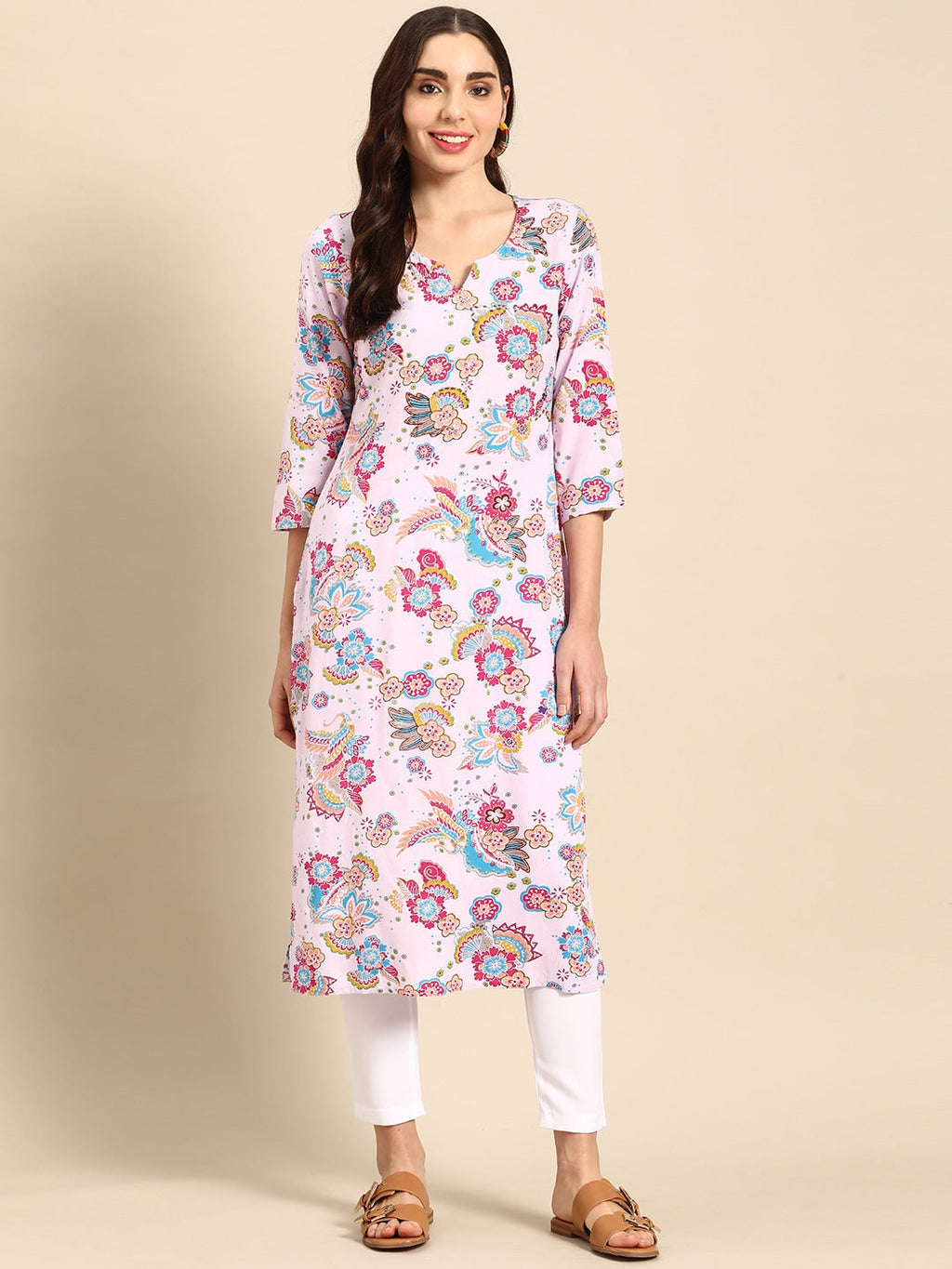 Sangria Women Floral Printed Sequinned Kurta