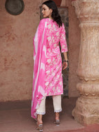 Sangria Ethnic Motifs Printed Sequined Pure Cotton Kurta with Trousers & Dupatta