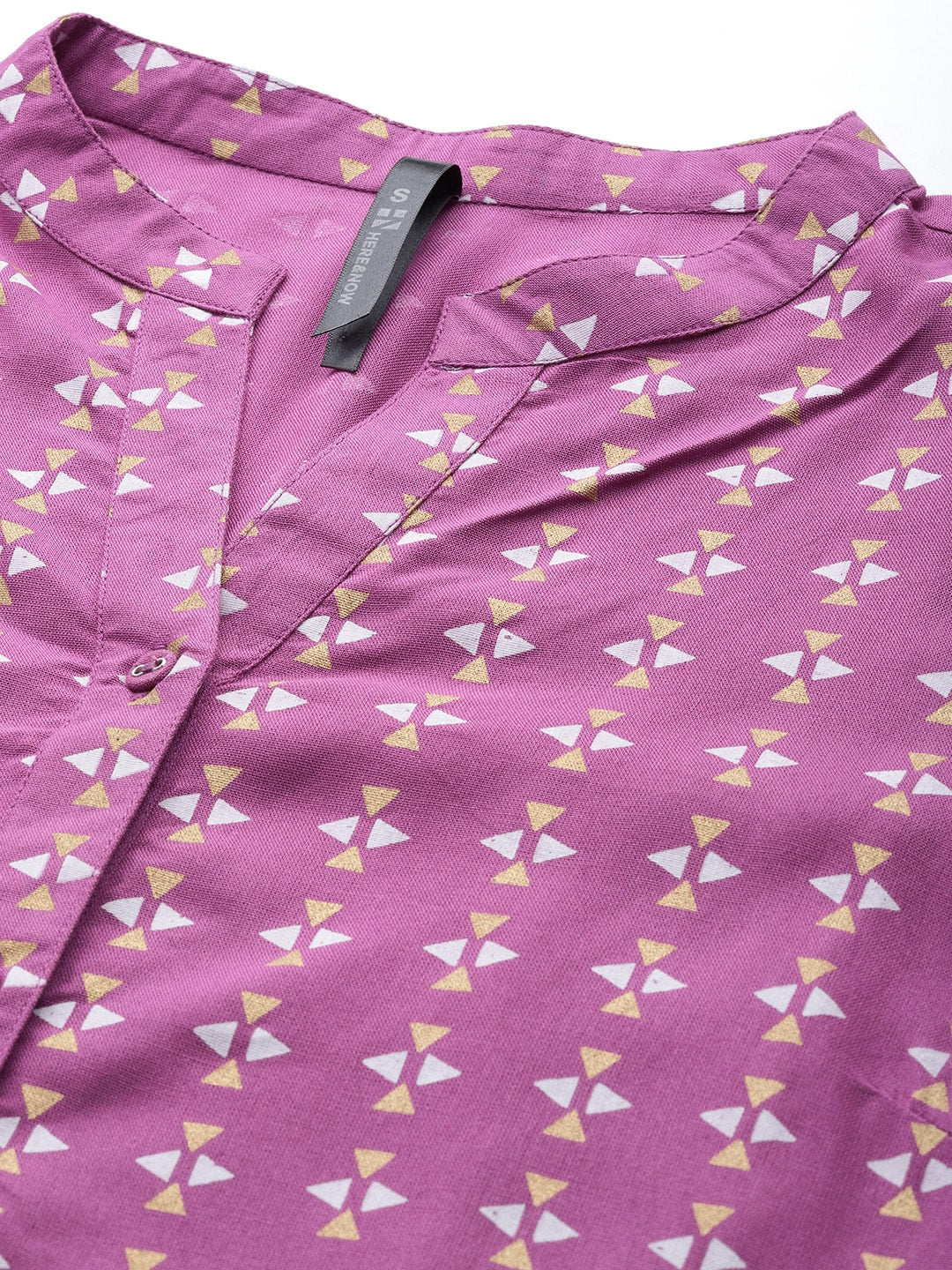 HERE&NOW Women Purple Printed Regular Kurta with Palazzos