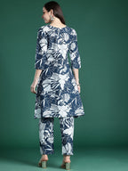 Indo Era Floral Printed Pure Cotton Kurta with Trousers - Distacart