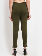 TAG 7 Women Maroon & Olive Green Pack of 2 Leggings