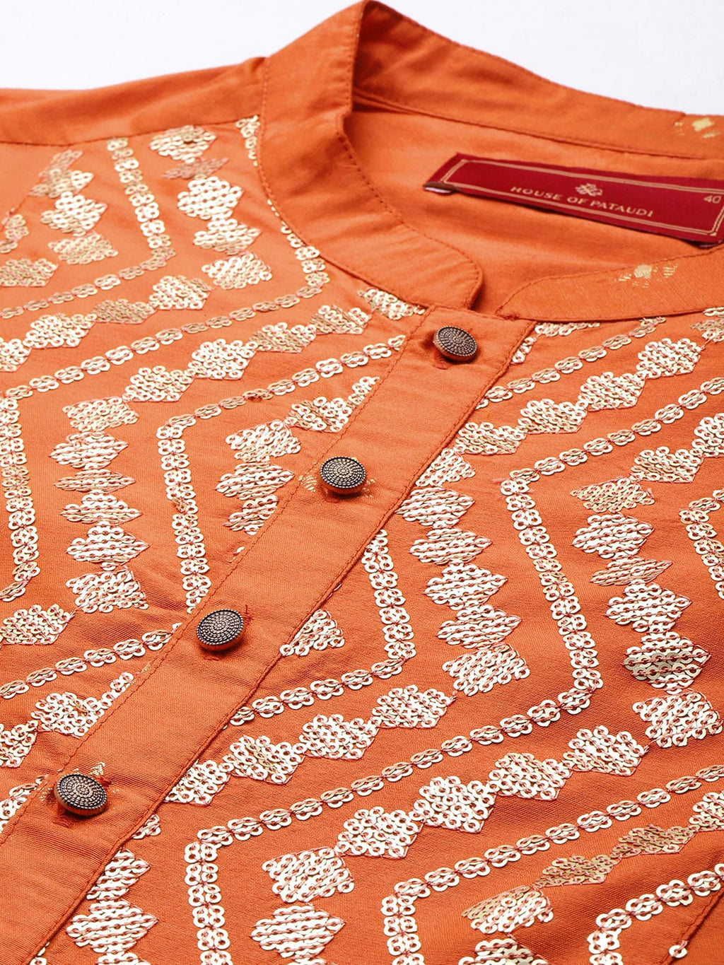 House of Pataudi Jashn Ethnic Motifs Yoke Design Sequinned Kurta