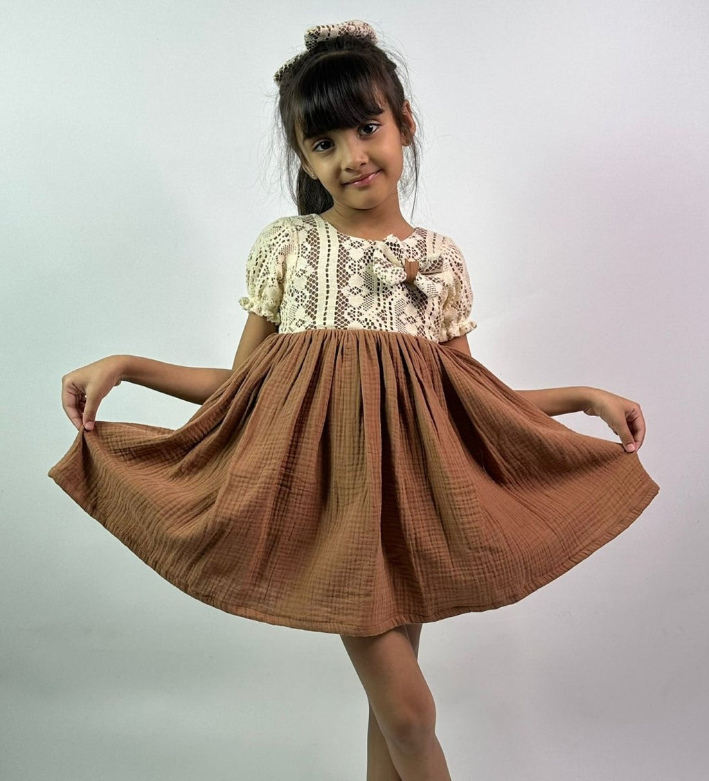 ArthLife Vintage Brown Fit And Flare Dress