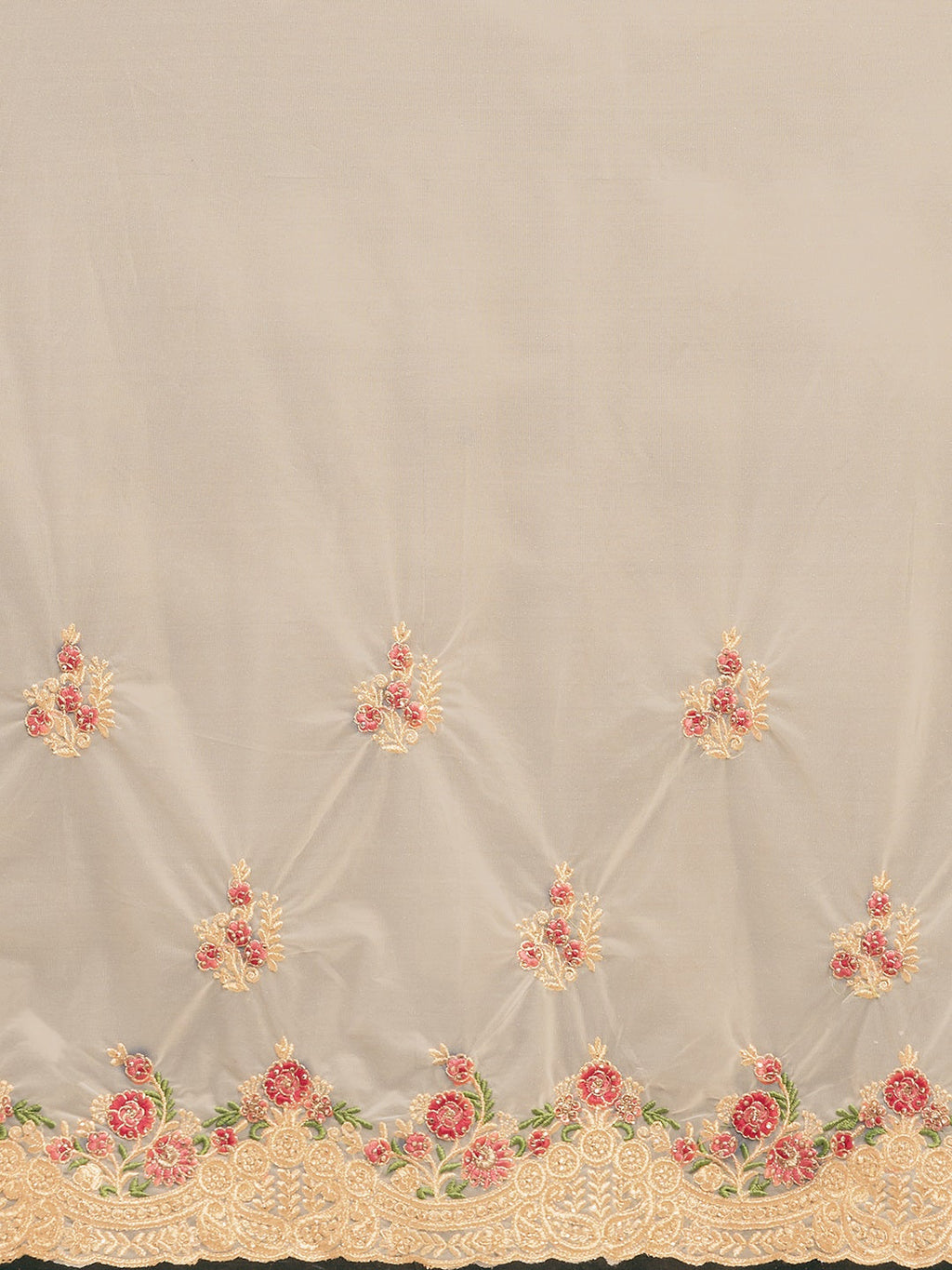 Tikhi Imli Off-White & Gold-Coloured Net Embroidered Saree - Distacart