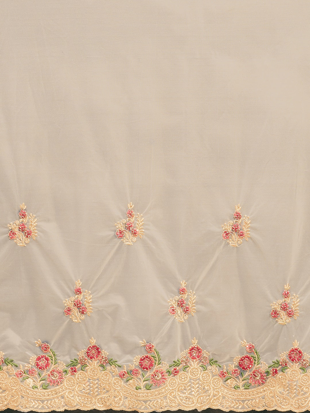 Tikhi Imli Off-White & Gold-Coloured Net Embroidered Saree - Distacart