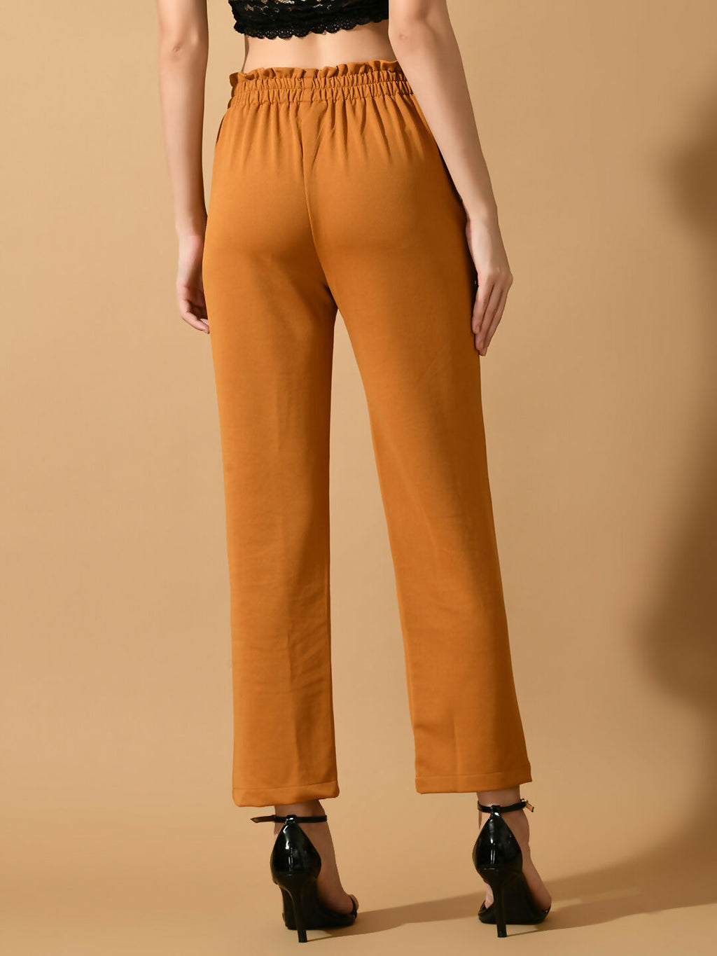 Myshka Women's Mustard Straight Fit Party Trouser