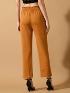 Myshka Women's Mustard Straight Fit Party Trouser