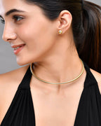 VOJ Gold-Polished Western Snake Hasli with Studs Earrings Set