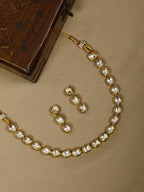 Gold-Polished Alloy Single Line Kundan Necklace Set - The Pari