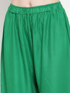 TAG 7 Women Green Solid Wide Leg Palazzos