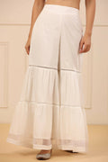 Juniper Women's White Cambric Tiered Sharara - Distacart