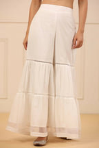 Juniper Women's White Cambric Tiered Sharara - Distacart