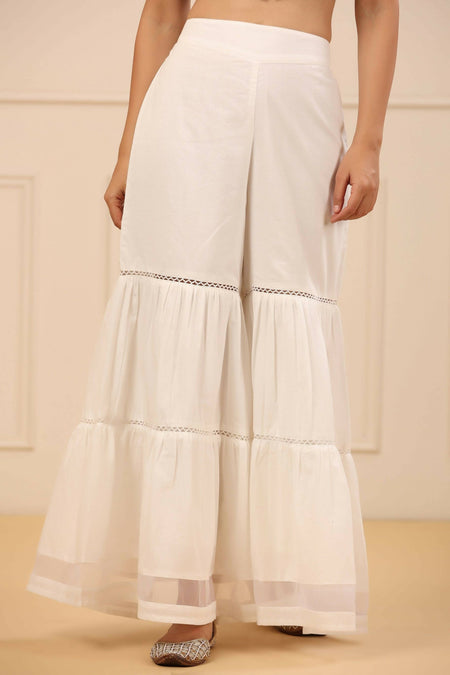Juniper Women's White Cambric Tiered Sharara