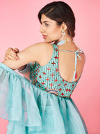 Myra Sky Blue Art Silk Designer Lehenga