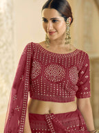 Myra Maroon Soft Net Embroidered Lehenga