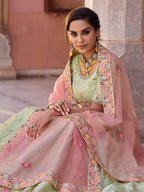 Myra Pista Green Embroidered Designer Lehenga Choli