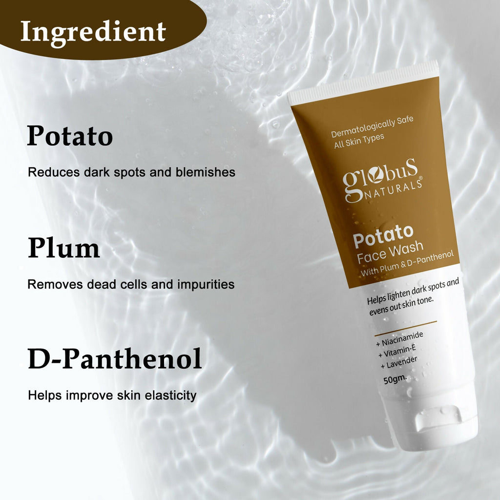 Globus Naturals Potato Face Wash with Plum & D-Panthenol - Distacart