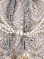 Masq Tan & White Embroidered Potli Clutch - Distacart