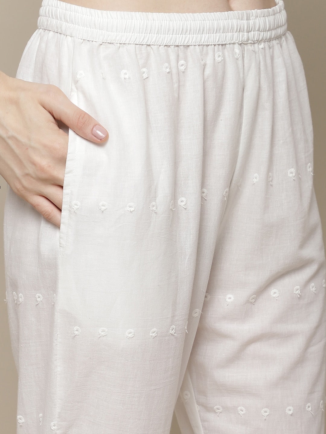 Sangria Women Ethnic Motifs Printed Pure Cotton Kurta with Trousers & With Dupatta