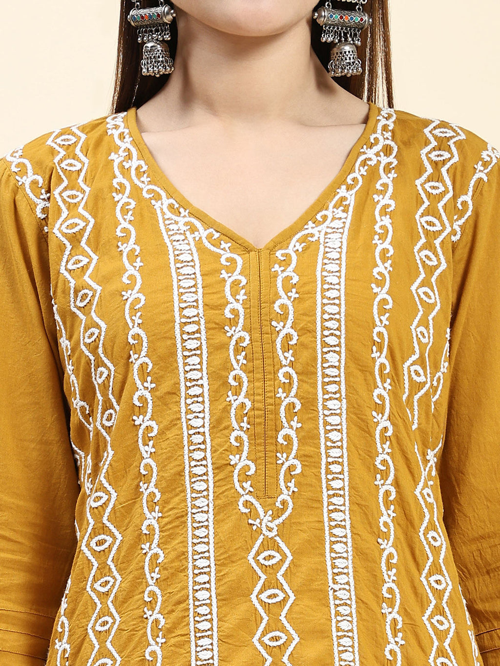 HOUSE OF KARI Ethnic Motifs Embroidered Chikankari Cotton Kurta