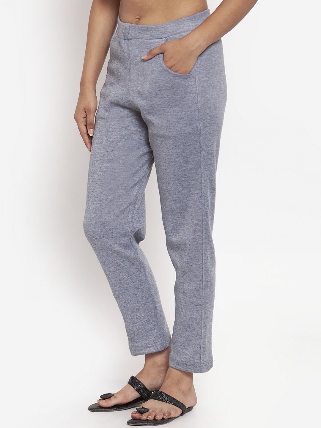 TAG 7 Women Grey Woolen Ankle-Length Leggings Pants
