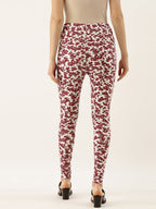 Souchii White & Red Printed Slim-Fit Ankle-Length Leggings - Distacart