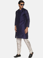 Sethukrishna Navy Blue Kurta with Pyjamas For Men - Distacart