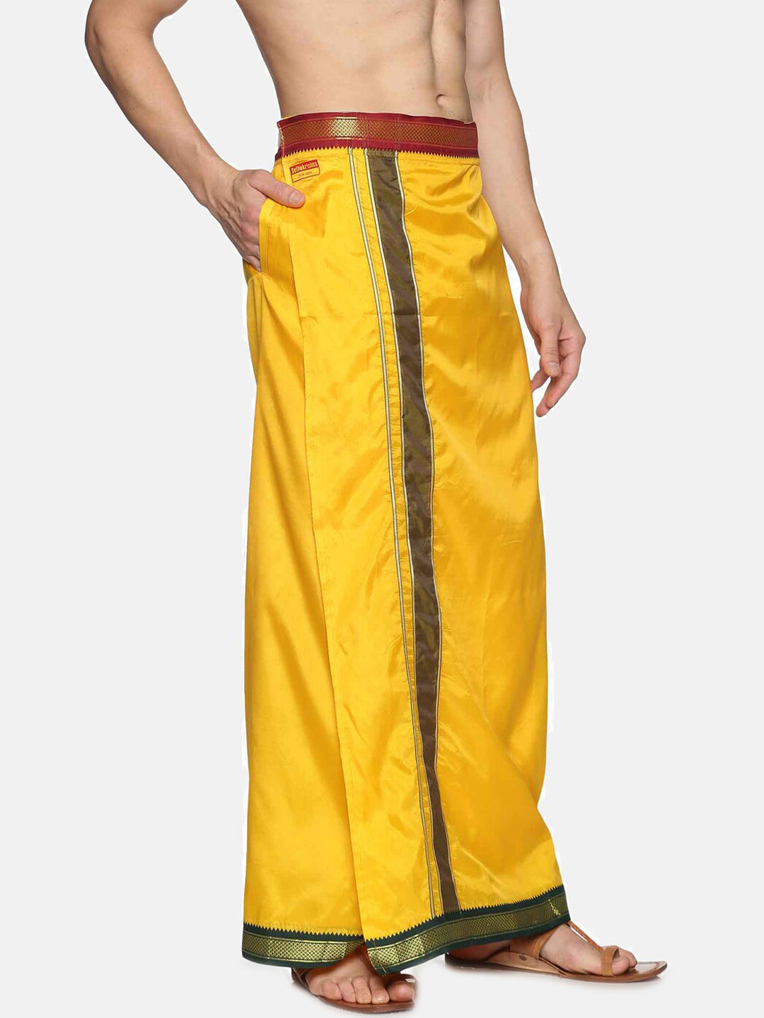 Sethukrishna Men Yellow Solid Readymade Dhoti - Distacart