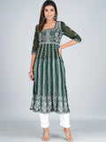 HERE&NOW Ethnic Motifs Embroidered Square Neck Georgette Anarkali Kurta
