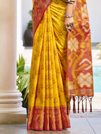 Shree Shyam Fashion Pochampalli Silk Yellow Saree - Distacart