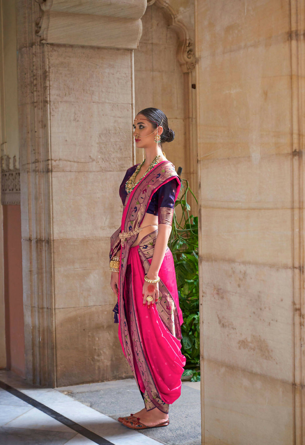 Sasquatch Socks Pink Soft V.P. Silk Magnum Finish, Weaving, Golden Zari Paithani Silk Saree - Rath Kadampalli