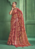 Joban Fashion Pinkdull Moss Brasso With Kasab Zari Border Saree & Tassels With Brasso Blouse - Distacart