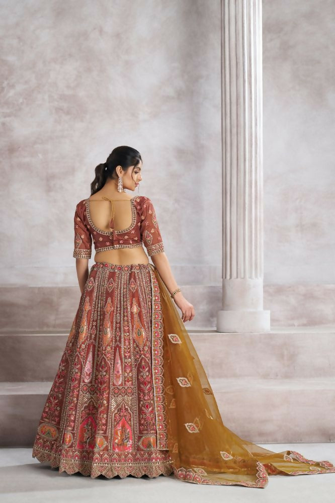 Kesar Fab Brown Banarasi Silk Hand_Woven Lehenga