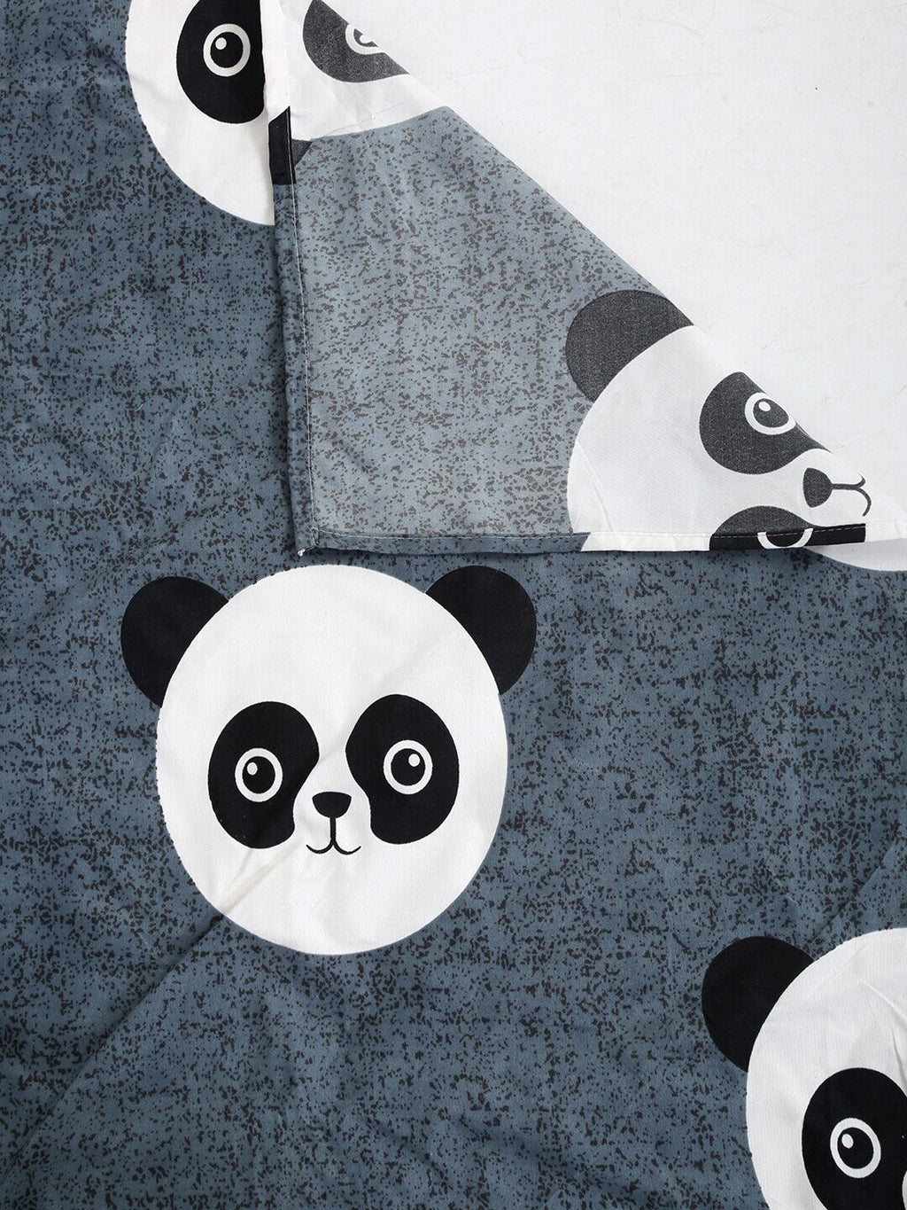 Home Sizzler Grey & White Panda 210 TC Bedsheet with Pillow Cover - Distacart