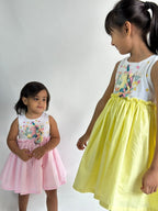 ArthLife White And Yellow Unicorn Embroidered Dress