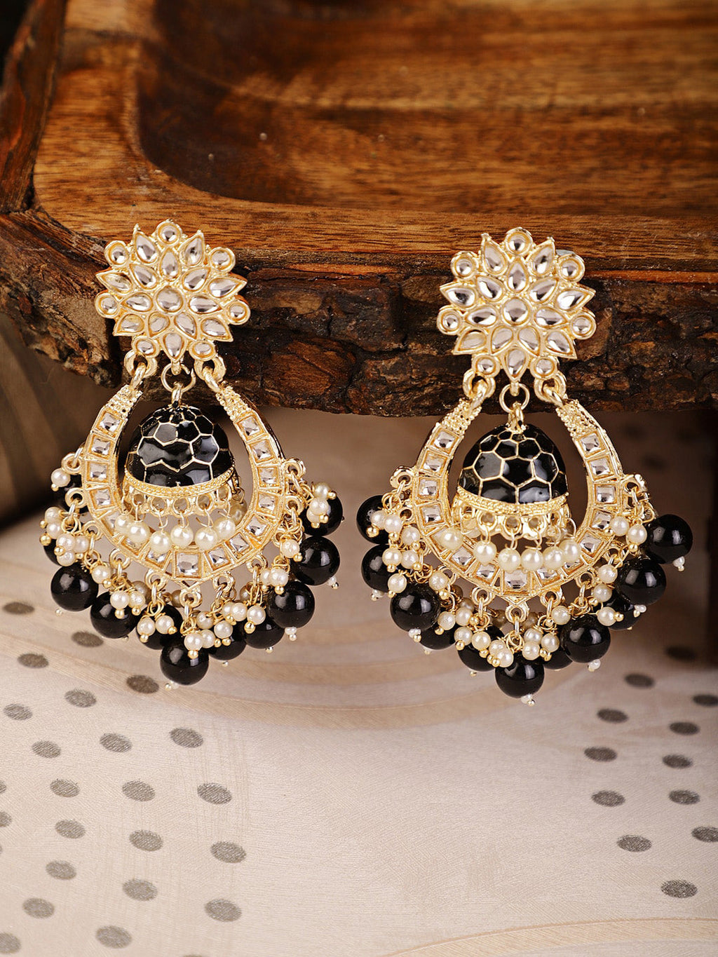 Shining Diva Black Classic Chandbalis Earrings - Distacart