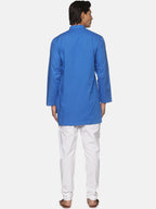 Sethukrishna Blue Pure Cotton Kurta with Pyjamas For Men - Distacart