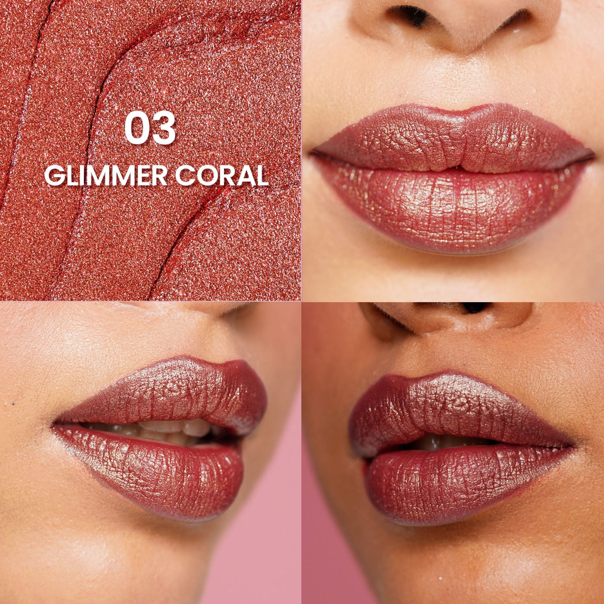 Swiss Beauty More Than Glitter Lipstick - 3 Glimmer Coral