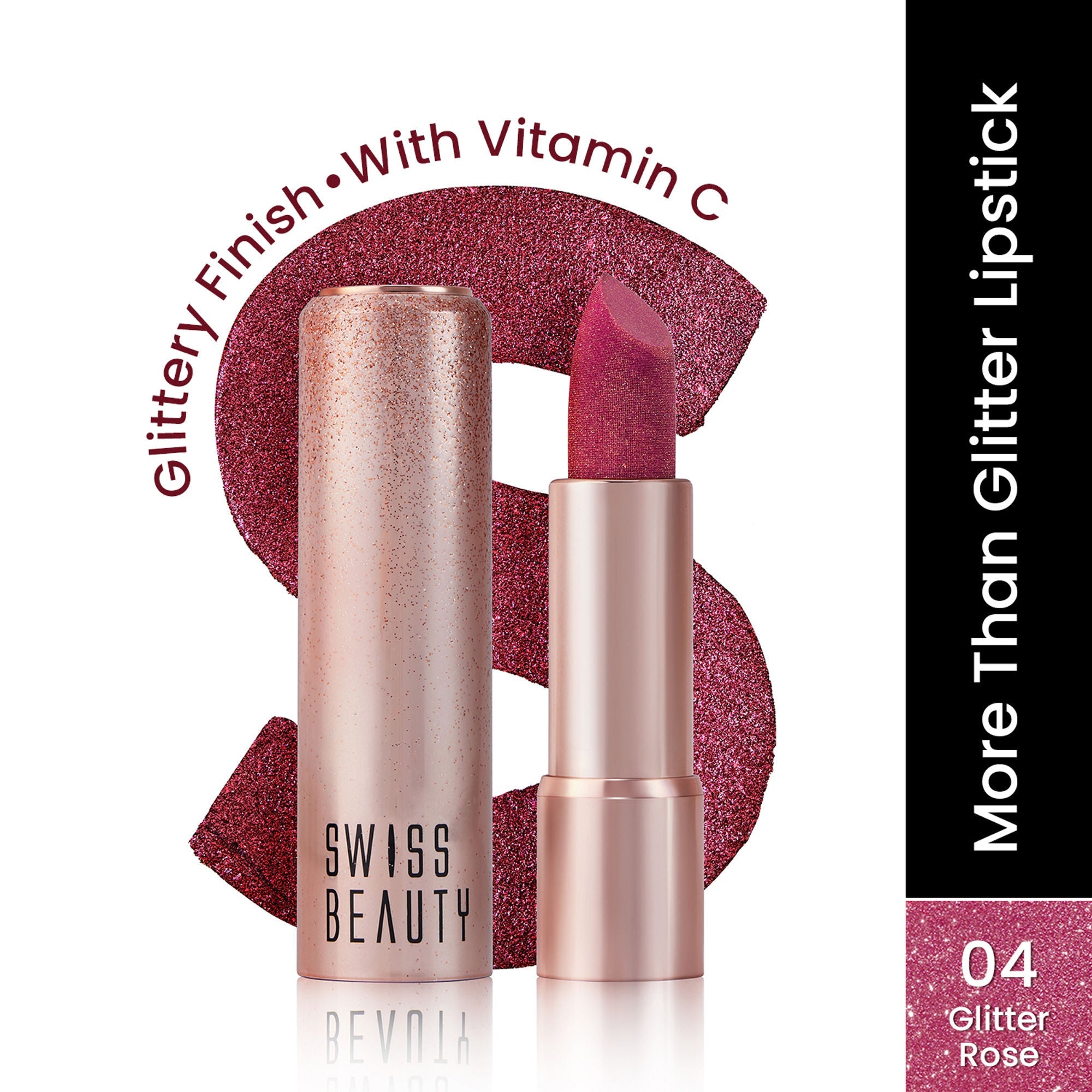 Swiss Beauty More Than Glitter Lipstick - 4 Glitter Rose