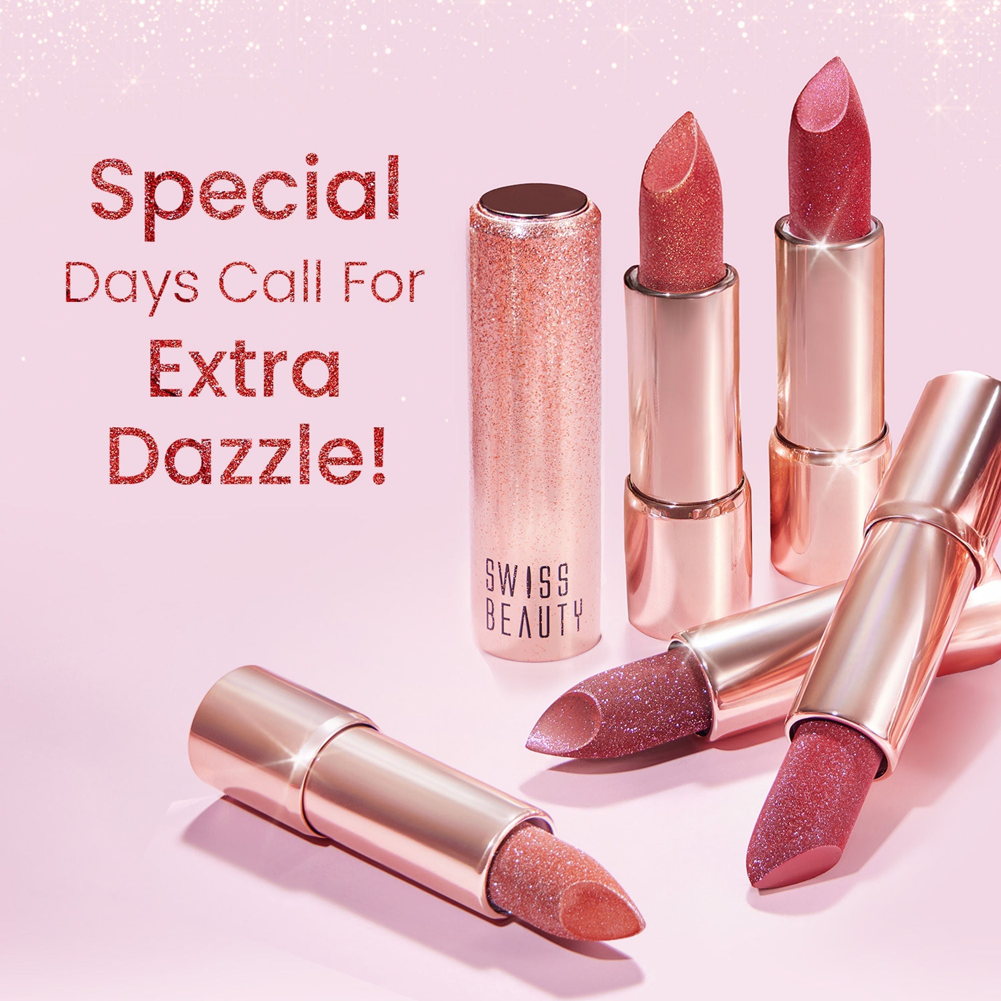 Swiss Beauty More Than Glitter Lipstick - 4 Glitter Rose - Distacart