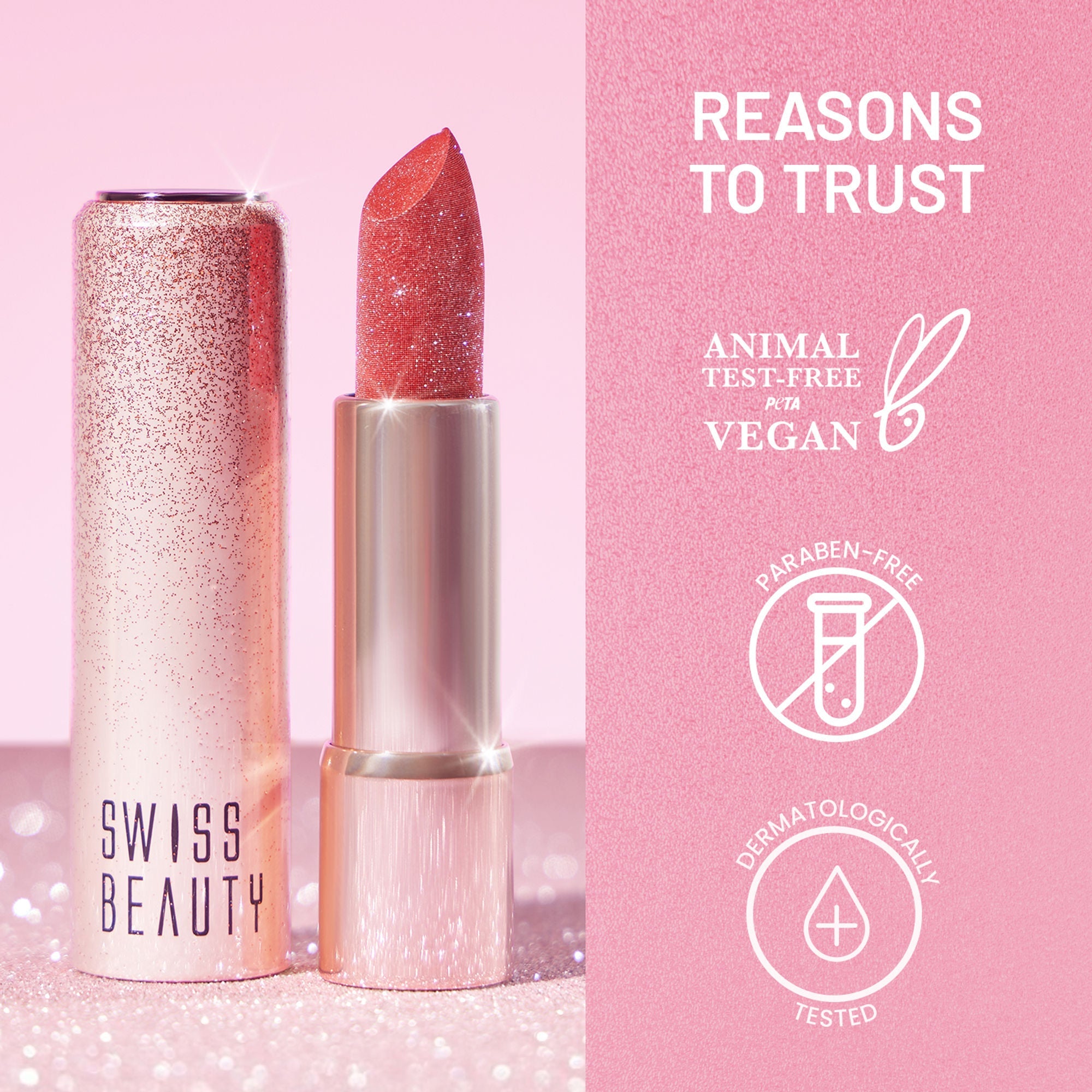 Swiss Beauty More Than Glitter Lipstick - 4 Glitter Rose - Distacart