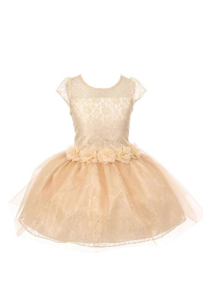 Asmaani Baby Girl's Gold Color Satin A-Line Frock (AS-DRESS-22132)
