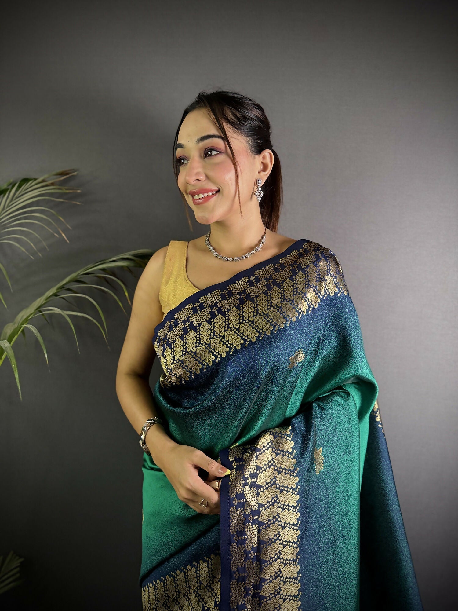 Joban Fashion Turquoise Handloom Silk Ikkat Saree - Distacart
