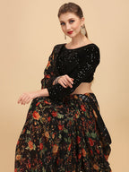 Sangria Floral Printed Embroidered Saree - Distacart